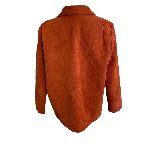 Lemon Grass Rust Orange Quilted Long Sleeve Barn Jacket Button Front. Large Tall - Picture 3 of 12